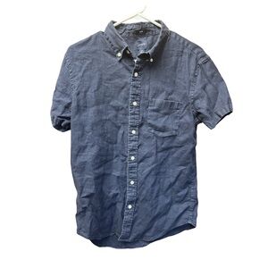 J.Crew Slim Linen Blend Navy Button Down Shirt M